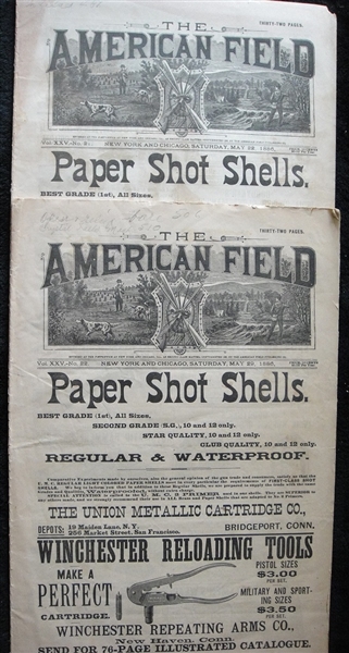 1886 The American Field Shooting and Hunting Newspaper 2 Issues