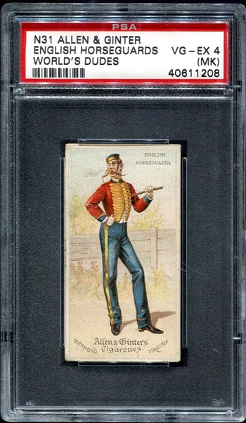 N31 Allen & Ginter Worlds Dudes English Horseguards PSA 4MK