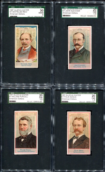 N1 Allen & Ginter American Editors 5 Different SGC Graded