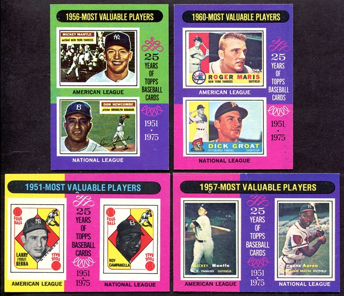1975 Topps 4 MVP Cards Mantle Maris Aaron