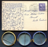Pitt Stadium Postcard & 3 Bowl Game Pins