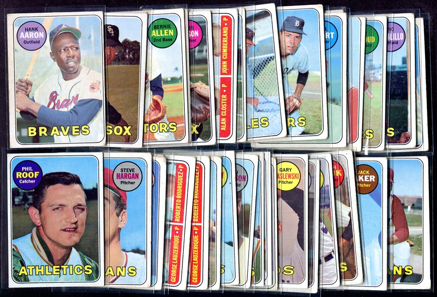 1969 Topps Lot of 33 Mostly Different w/Hank Aaron