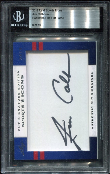 2012 Leaf Sports Icons Jim Calhoun Autograph Beckett Authentic