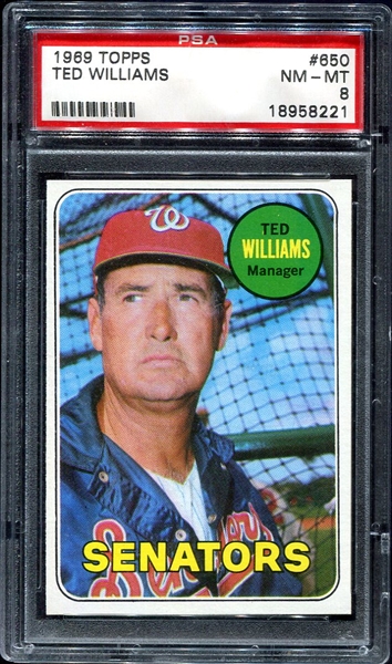 1969 Topps #650 Ted Williams PSA 8