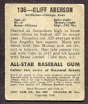 1949 Leaf #136 Cliff Aberson Short Sleeve 