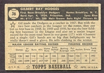 1952 Topps #37 Gil Hodges Brooklyn Dodgers Black Back