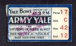 1937 Army vs. Yale Football Ticket Stub