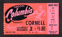 1945 Columbia vs. Cornell Football Ticket Stub