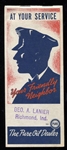 1937 College Football Schedule The Pure Oil Co. Geo Lanier Richmond IN