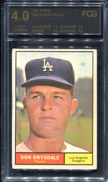 1961 Topps #260 Don Drysdale FCG 4