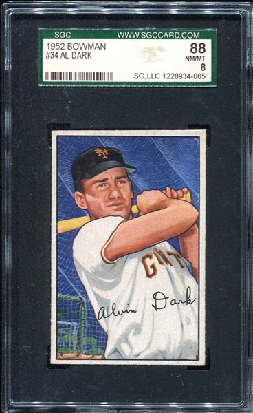 1952 Bowman #34 Al Dark SGC 88