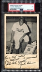 1948 Old Gold Jackie Robinson Postcard Kneeling in Dugout PSA 1