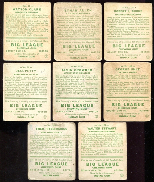 Lot Detail - 1933 Goudey 8 Different