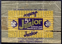 Vintage Junior Malted Milk Candy 5 Cent Wrapper Allen Qualley Co.