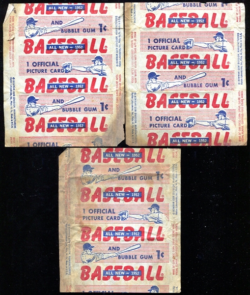 1952 Bowman Baseball Wrappers Lot of 3