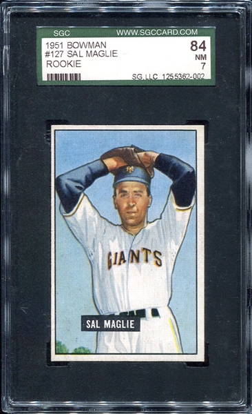 1951 Bowman #127 Sal Maglie RC SGC 84