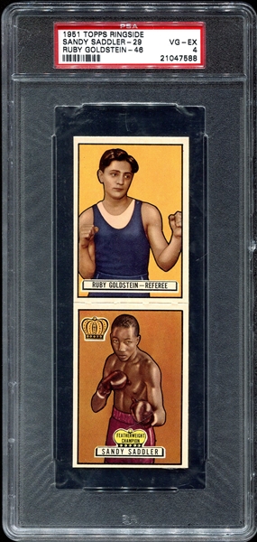 1951 Topps Ringside Panel #29 Saddler & #46 Goldstein PSA 4