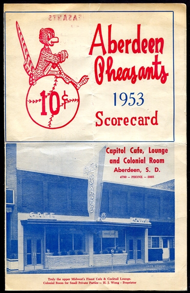 1953 Aberdeen Pheasants Program w/Roger Maris