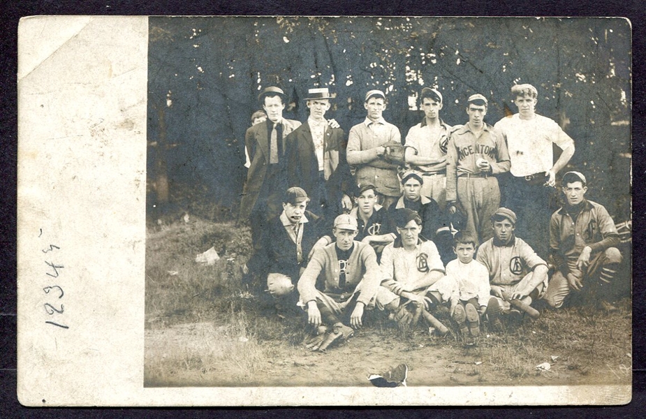 Early 1900s RPPC Baseball Team & Batboy