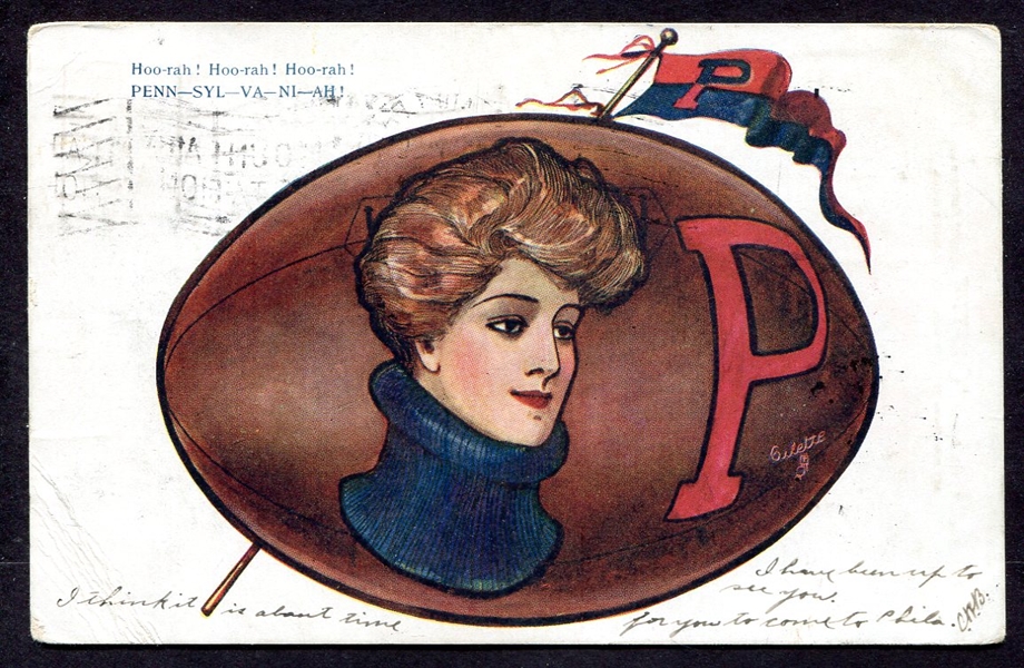 1907 Raphael Tuck Penn Football Postcard