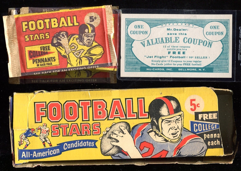 1961 Nu Card Football Box Wrappers & Merchant Coupon