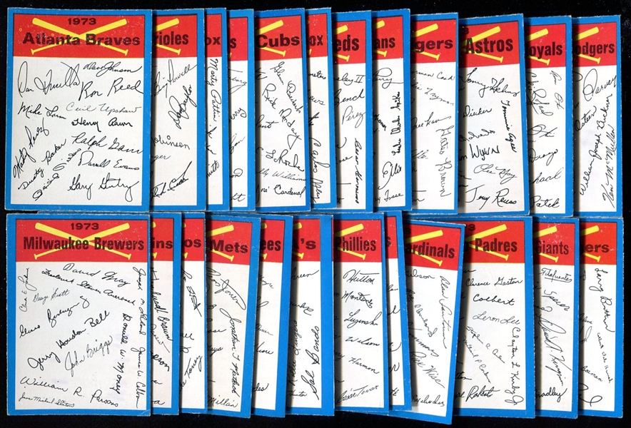 1973 O-Pee-Chee Baseball Team Checklist Complete Set