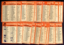1973 O-Pee-Chee Baseball Team Checklist Complete Set