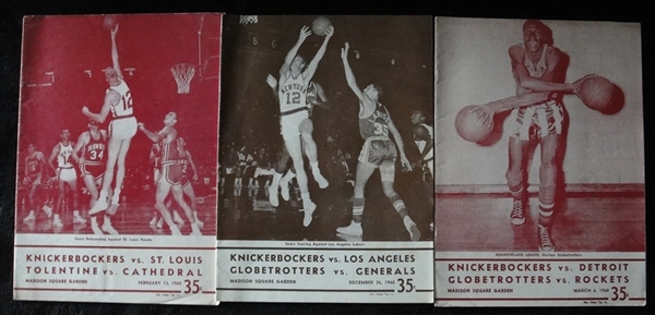 1960 N Y Knicks Programs w/Globetrotters & Meadowlark Lemon