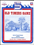 1978 5th Annual Old Timers Game Program Arlington Stadium