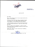 Wes Parker Signed Dodgers Letterhead
