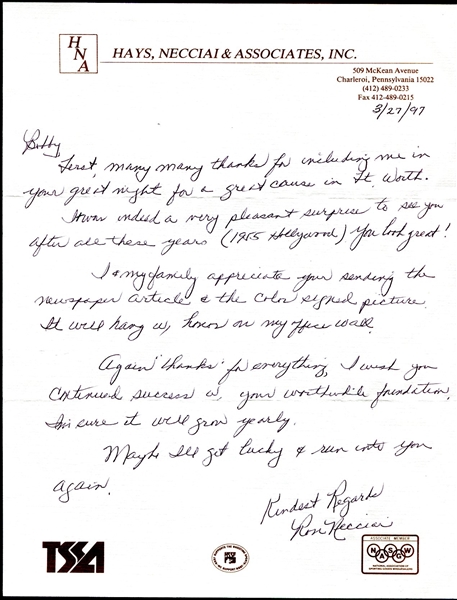 Ron Necciai Signed Letter