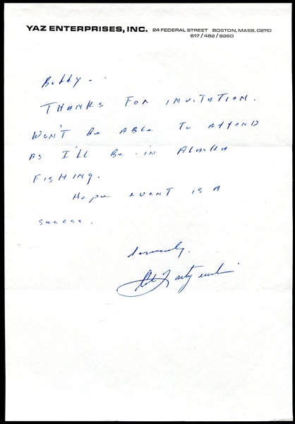 Carl Yastrzemski Signed Business Letterhead