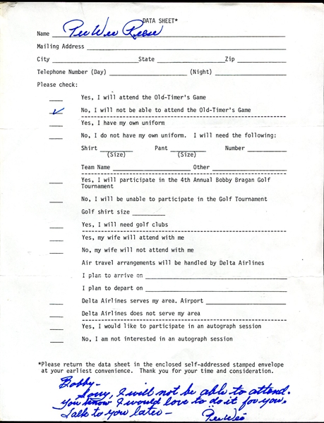 Pee Wee Reese 2x Signed 