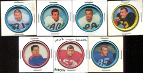 1962-63 Salada Football Coins 7 Different