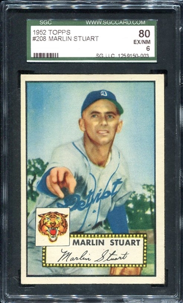 1952 Topps #208 Marlin Stuart SGC 80