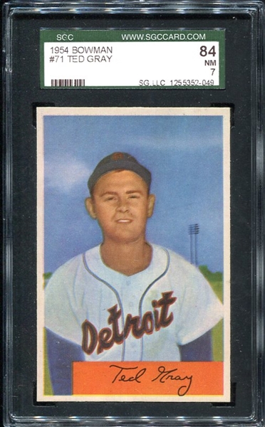 1954 Bowman #71 Ted Gray SGC 84