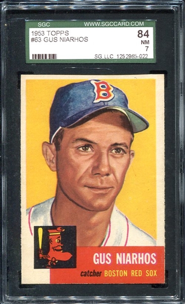 1953 Topps #63 Gus Niarhos SGC 84