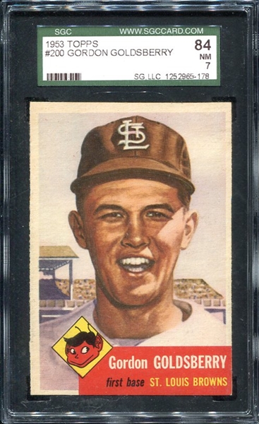 1953 Topps #200 Gordon Goldsberry SGC 84