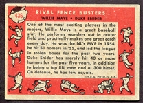 1958 Topps #436 Rival Fence Busters Willie Mays