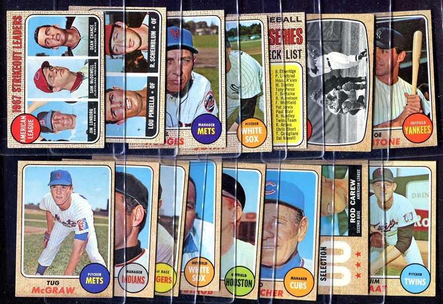 1968 Topps 15 Different HOFers & Listed Cards