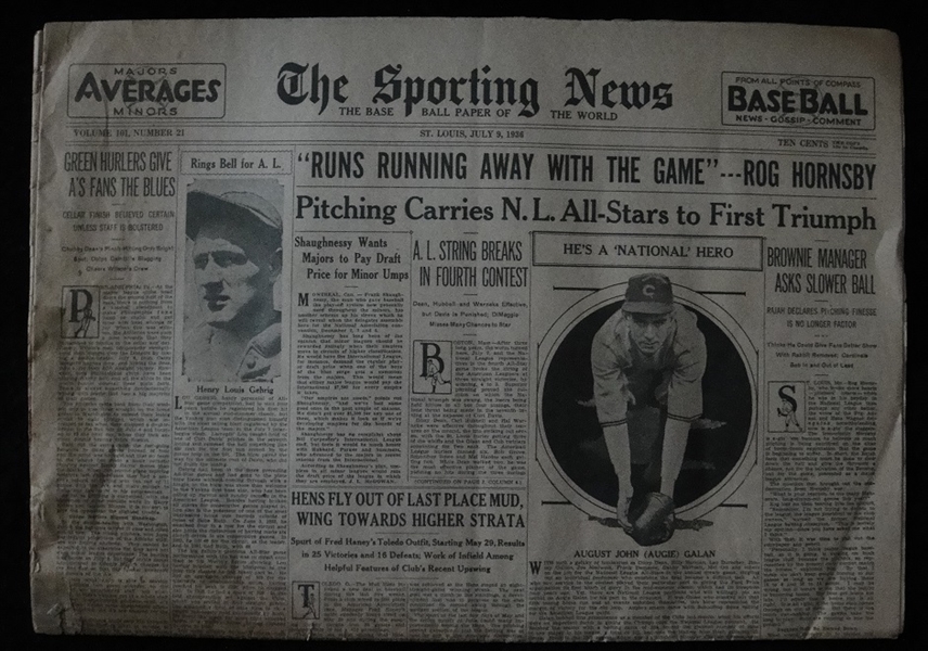 1936 The Sporting News with Lou Gehrig