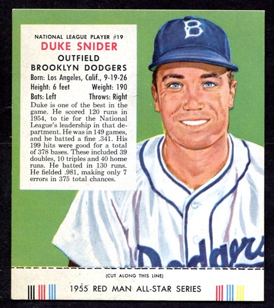 1955 Red Man #19NL Duke Snider with Tab Exmt