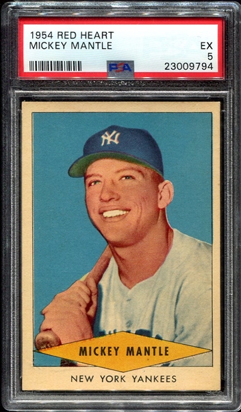 1954 Red Heart Mickey Mantle PSA 5