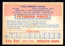 1954 Dan-Dee Paul LaPalm Pittsburgh Pirates EX