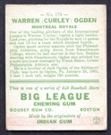 1933 Goudey #174 Warren Ogden Montreal Royals
