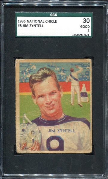 1935 National Chicle #8 Jim Zyntell SGC 30