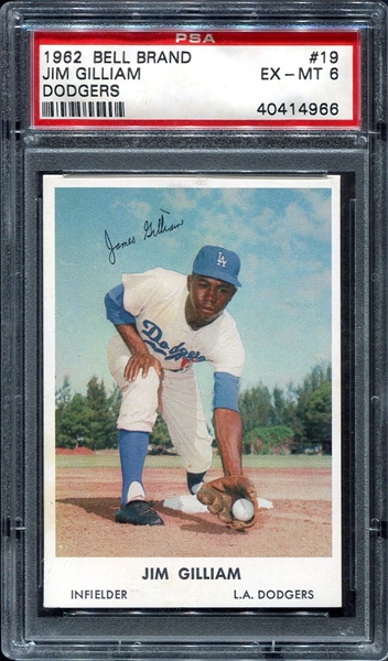 1962 Bell Brand Dodgers Jim Gilliam PSA 6