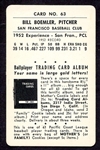 1953 Mother's Cookies #63 Bill Boemler San Francisco Exmt