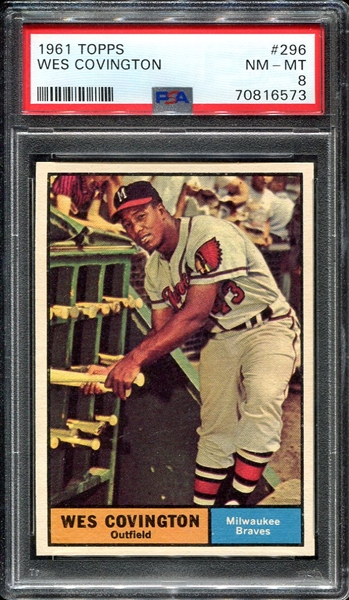1961 Topps #296 Wes Covington PSA 8