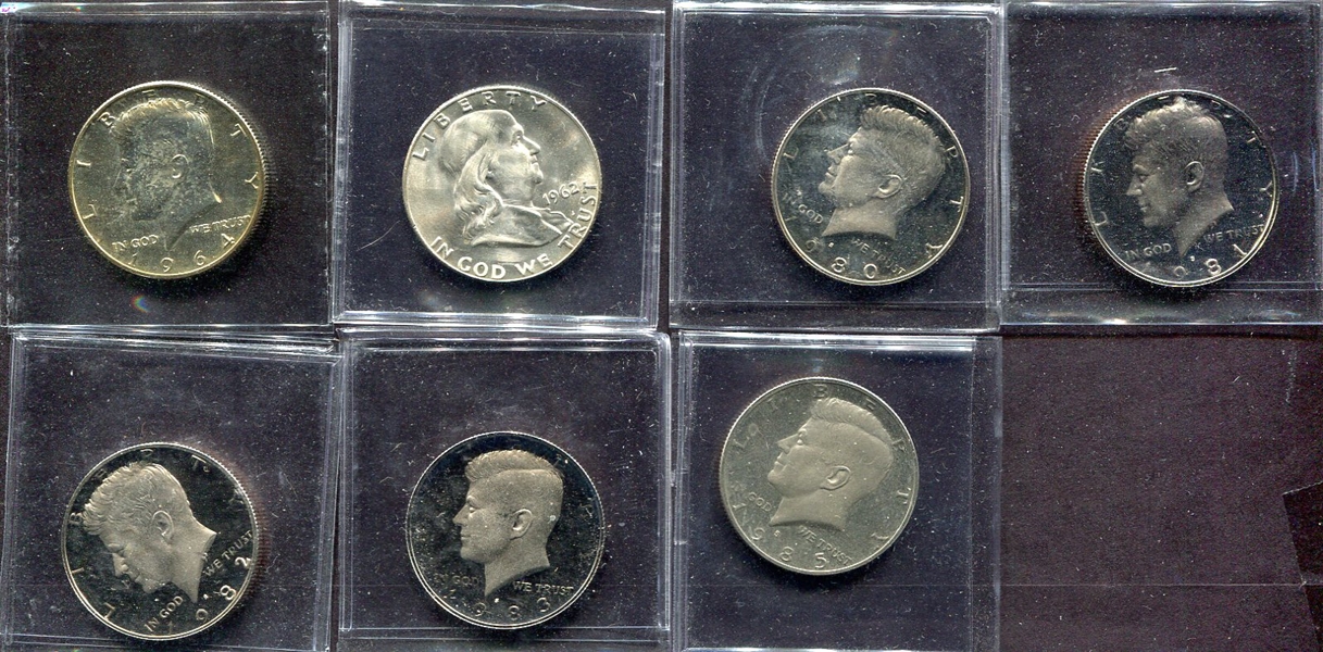 Kennedy Proof & BU Franklin Half Dollars